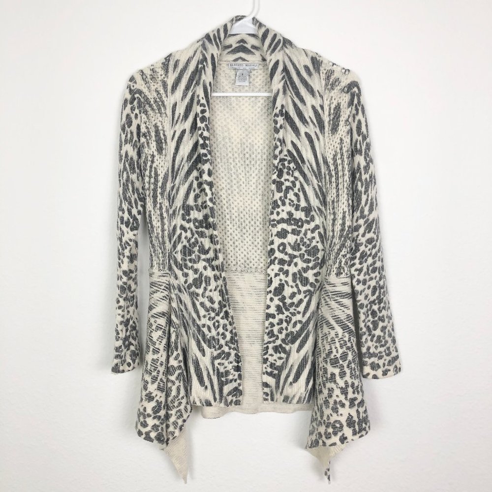 Alberto Makali Wool Blend Animal Print Cardigan
